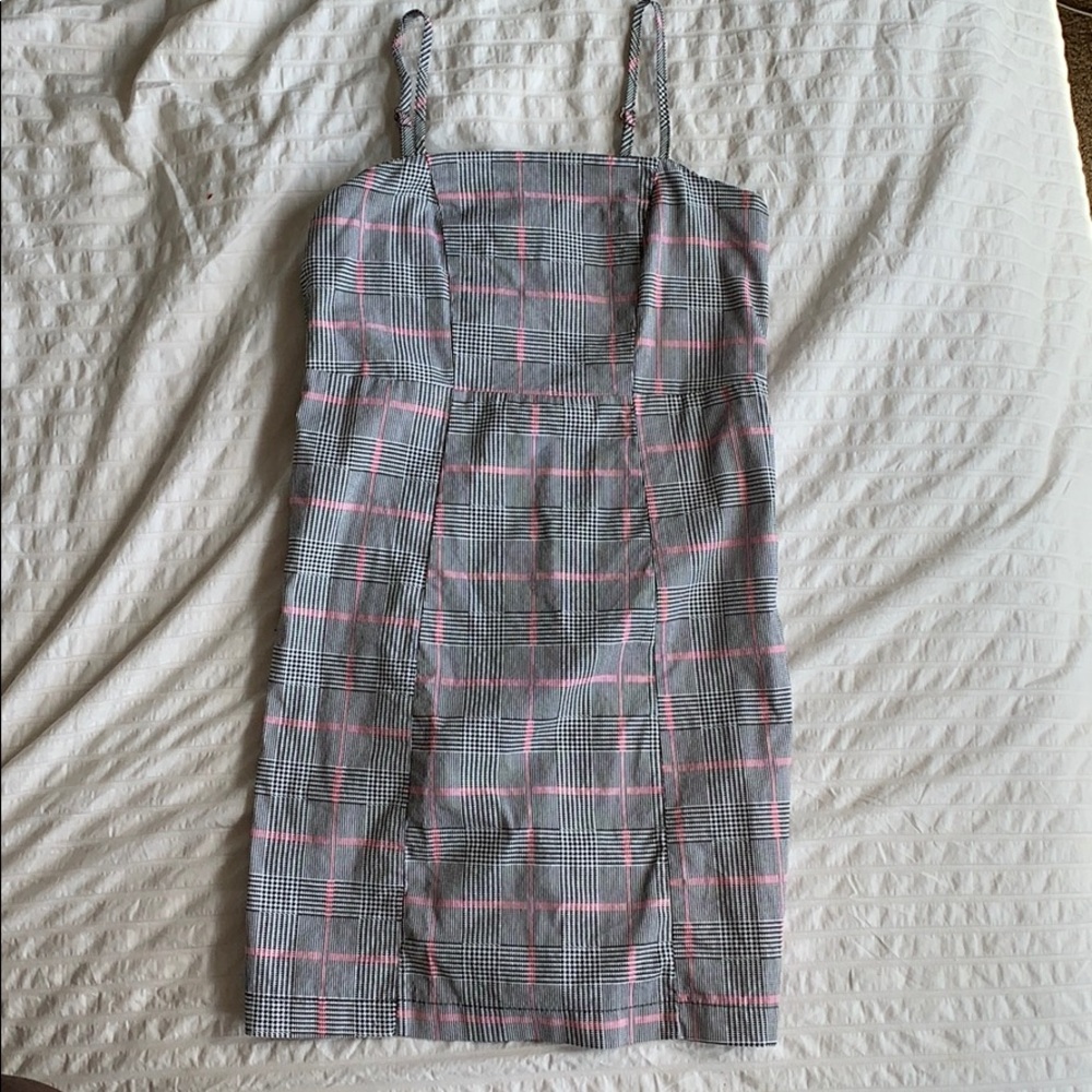 Pink and Black Gingham style mini dress.